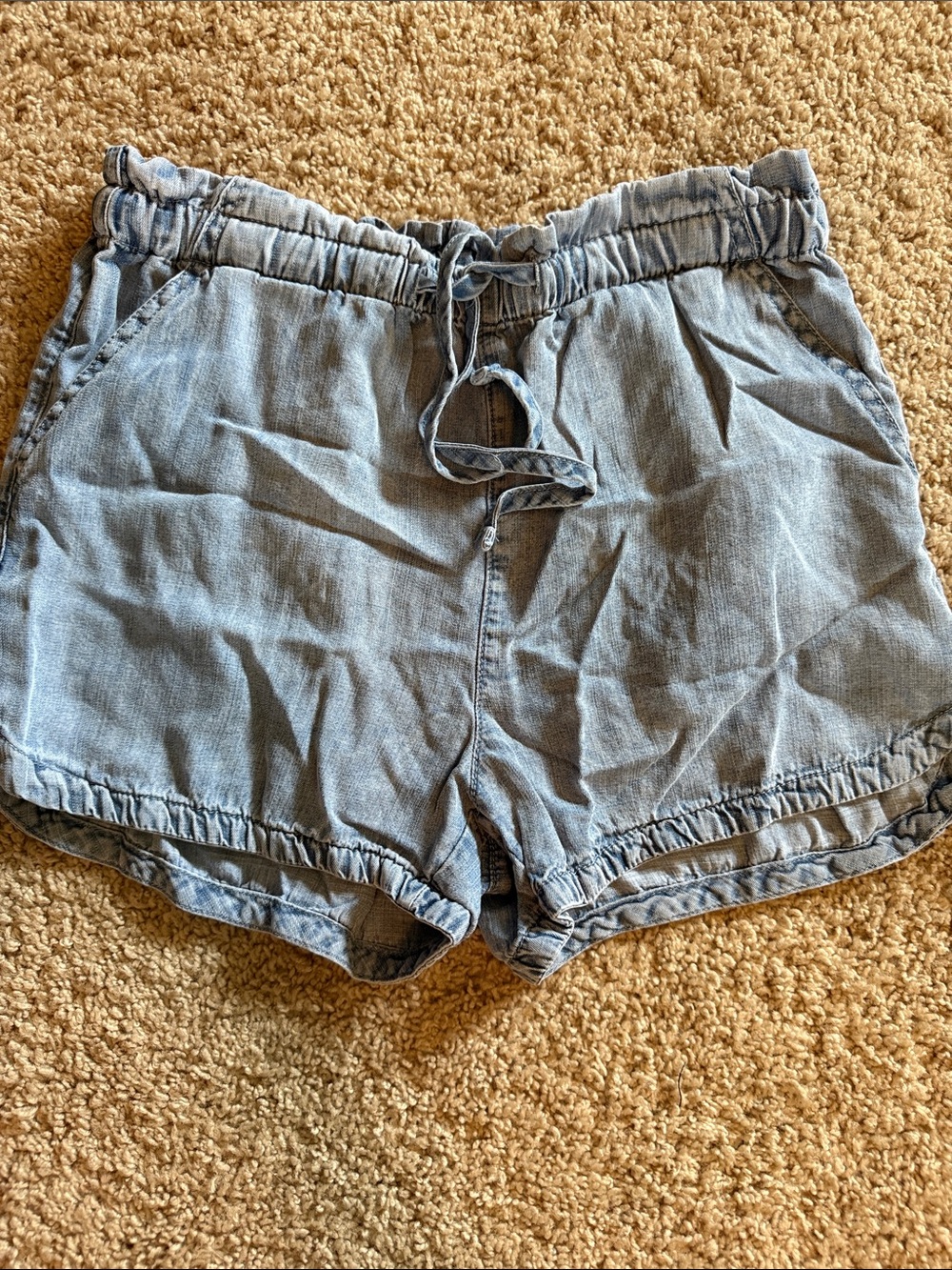 Thread & Supply Pale Blue Denim Tie-Waist Casual Shorts